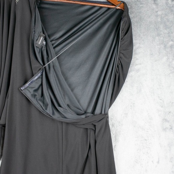 R M Richards Womens 14 One-Shoulder Draped Dress Black Jewel Cocktail Party LBD - Picture 13 of 14